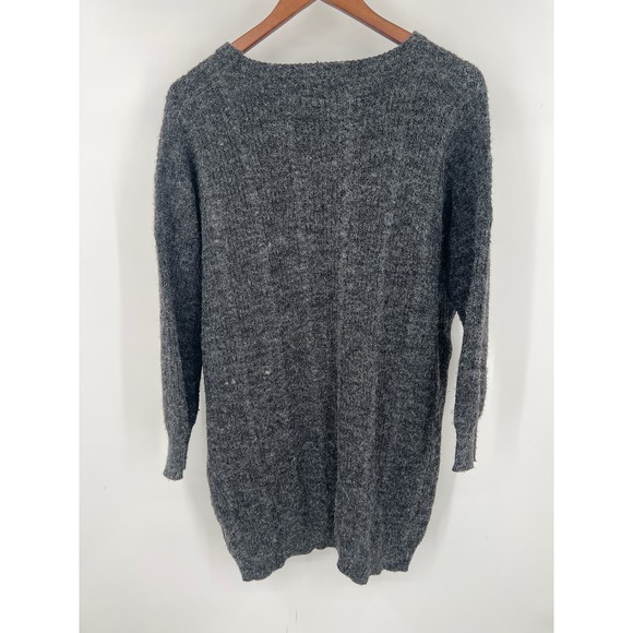 Listicle women's grey textured mohair wool oversized long sweater size large - Picture 3 of 5